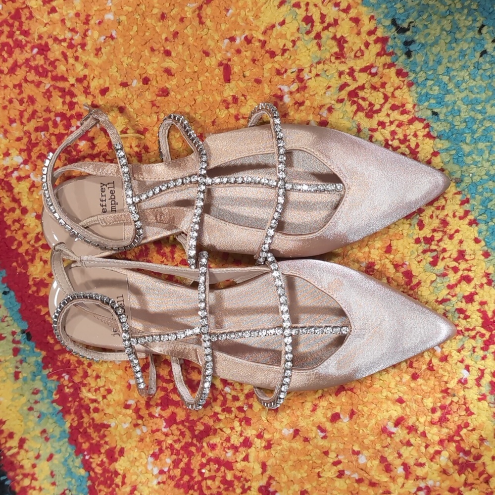 Jeffrey Campbell Satin Flats with Rhinestone Straps - Picture 3 of 4